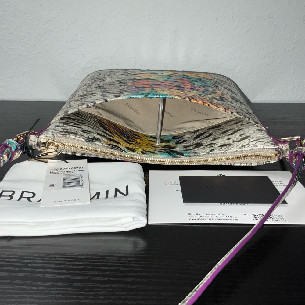 Brahmin Katie Crossbody OBSESSION OMBRÉ ALL OVER W/Leather Eye Medallion NWT - Picture 6 of 8